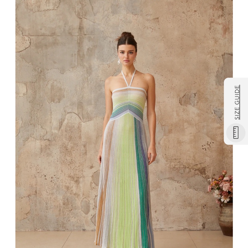 Missoni Pleated Green and Yellow Halter Sundress